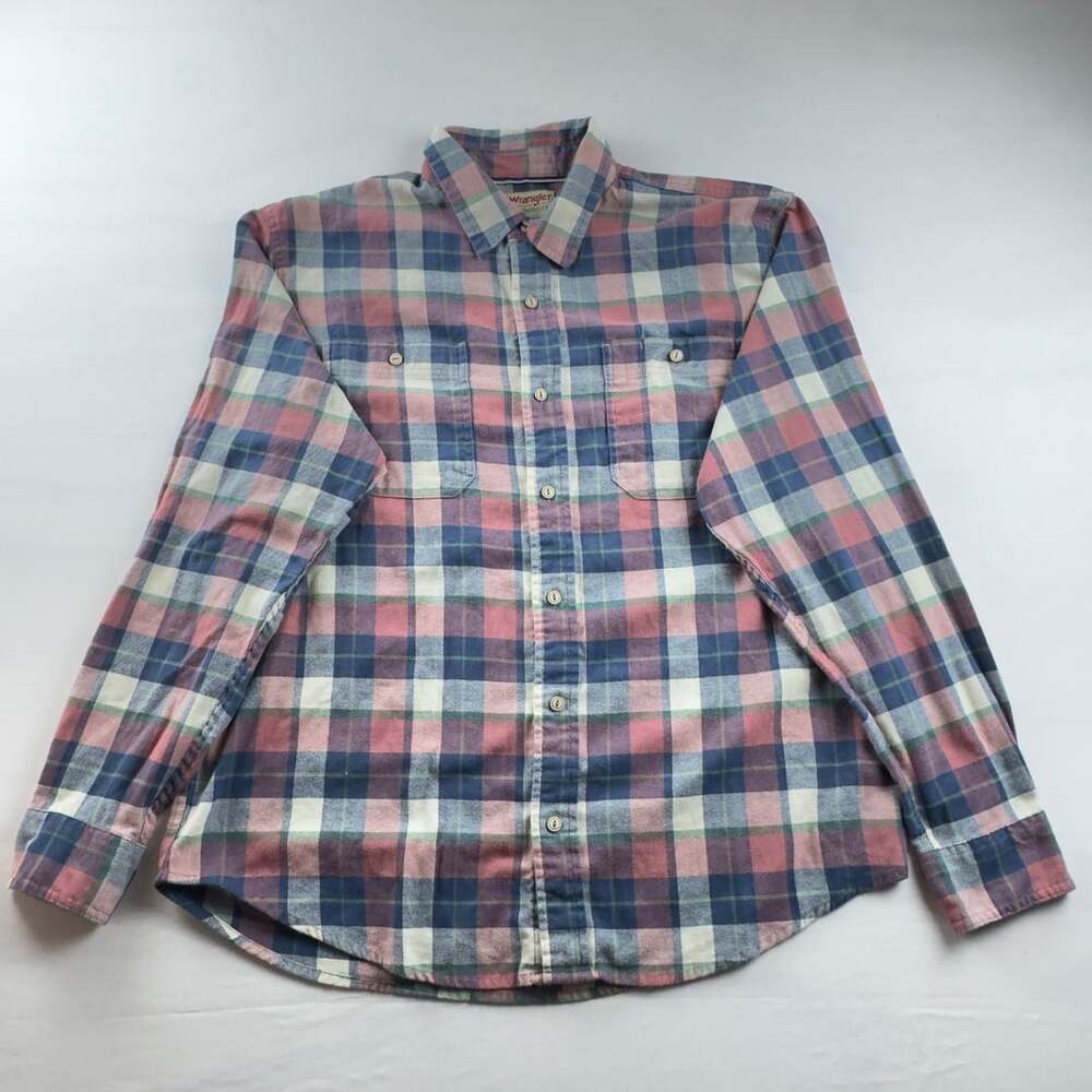 Wrangler Authentics Men's Plaid Flannel Long Sleeve Button-Up Shirt Withered XL